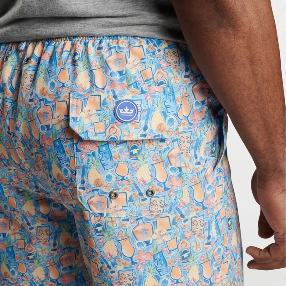 PETER MILLAR Swim Trunks Tiki Time Paradise NWOT M Board Shorts Resort